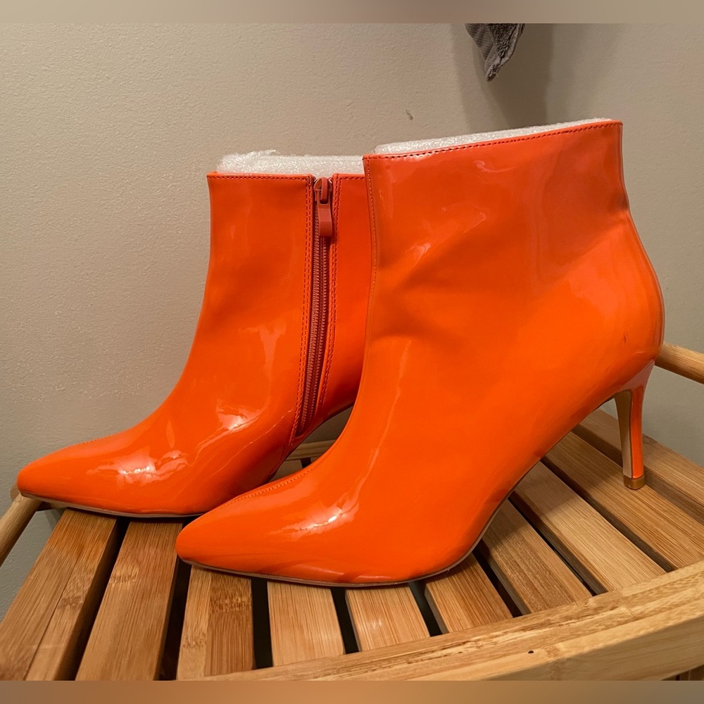 Allegra K Orange High Heel Booties - Size 9.5